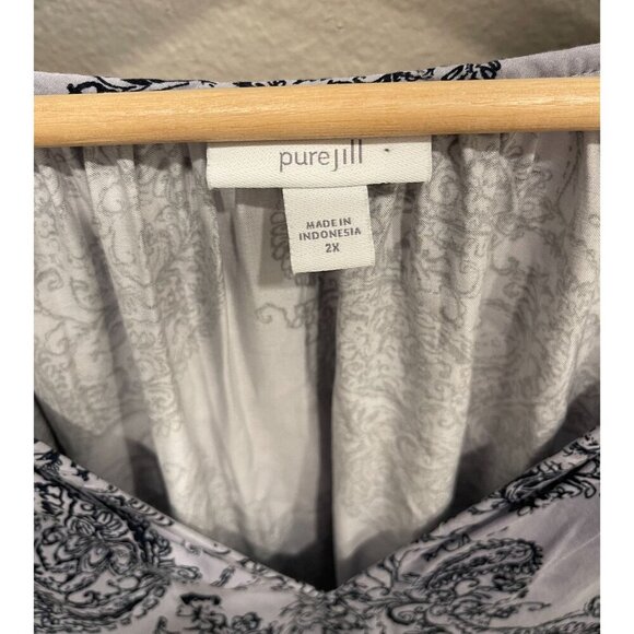 J. Jill Pure Jill Women's Pullover V-Neck Tunic Blouse 2X Long Sleeves Purple - Picture 3 of 9